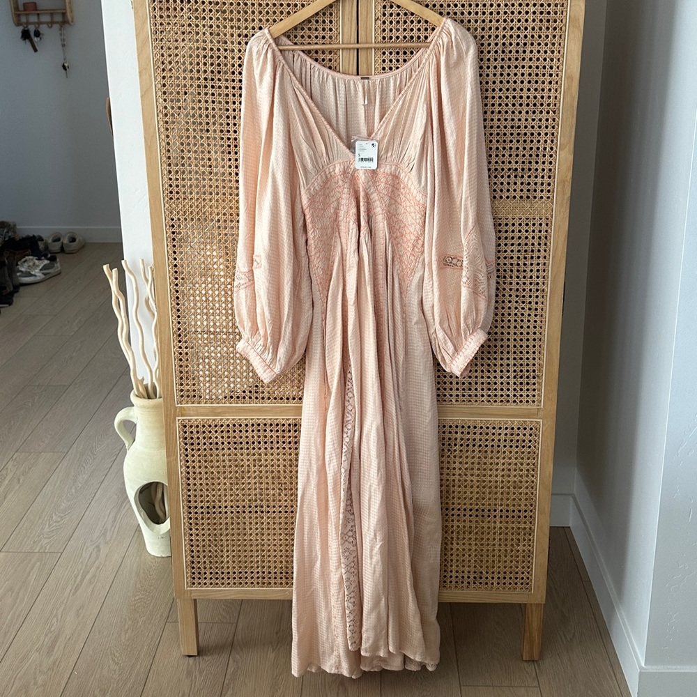 Free People Southwest Lace Maxi Dress Pink Sand Dune